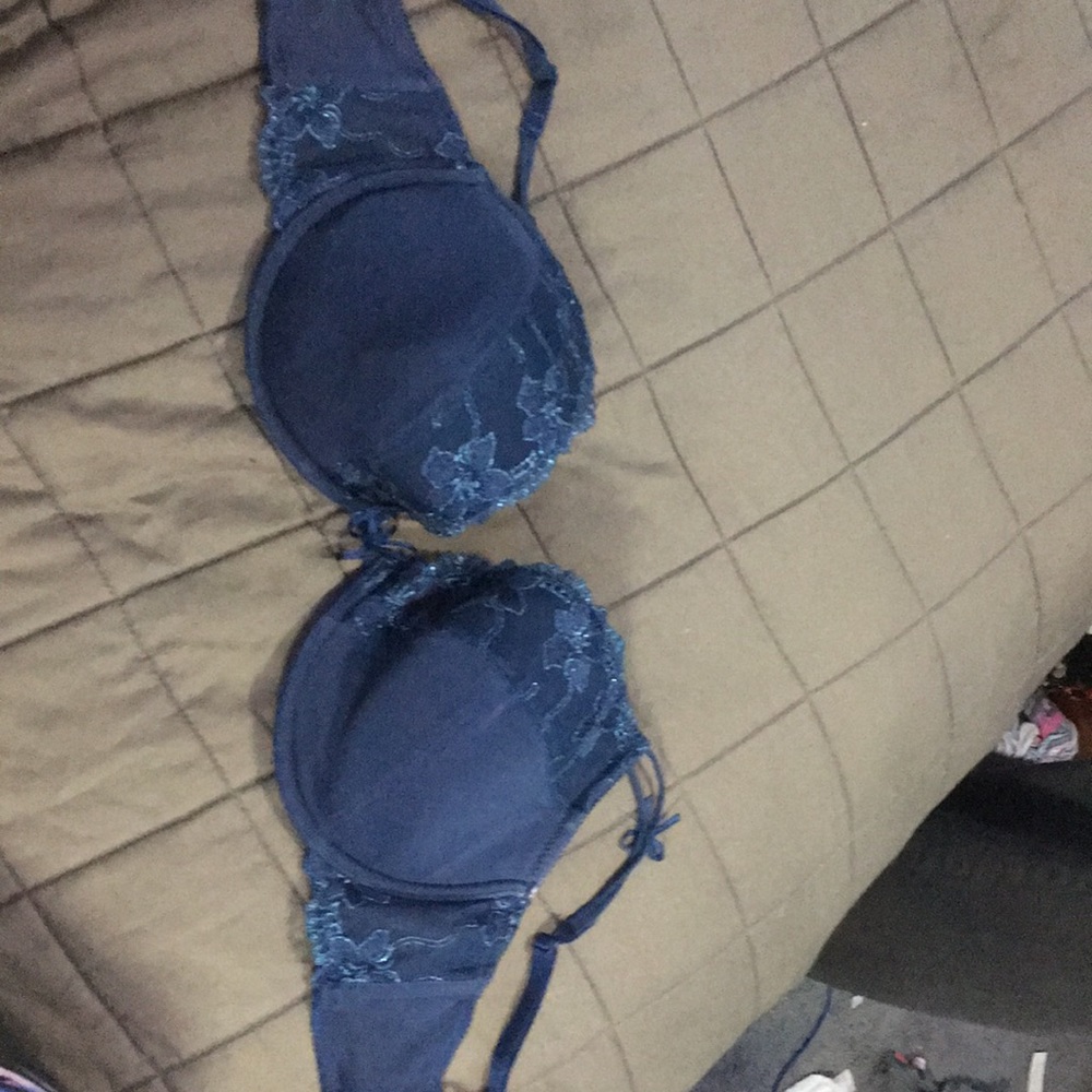 Blue lace bra